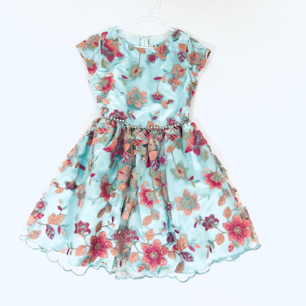 Rare Edition Flower Print Organza Dress M 10 Like New